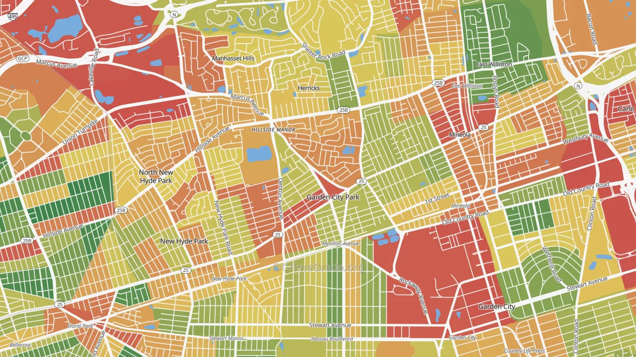 Garden City Park, NY Map of Theft Rates