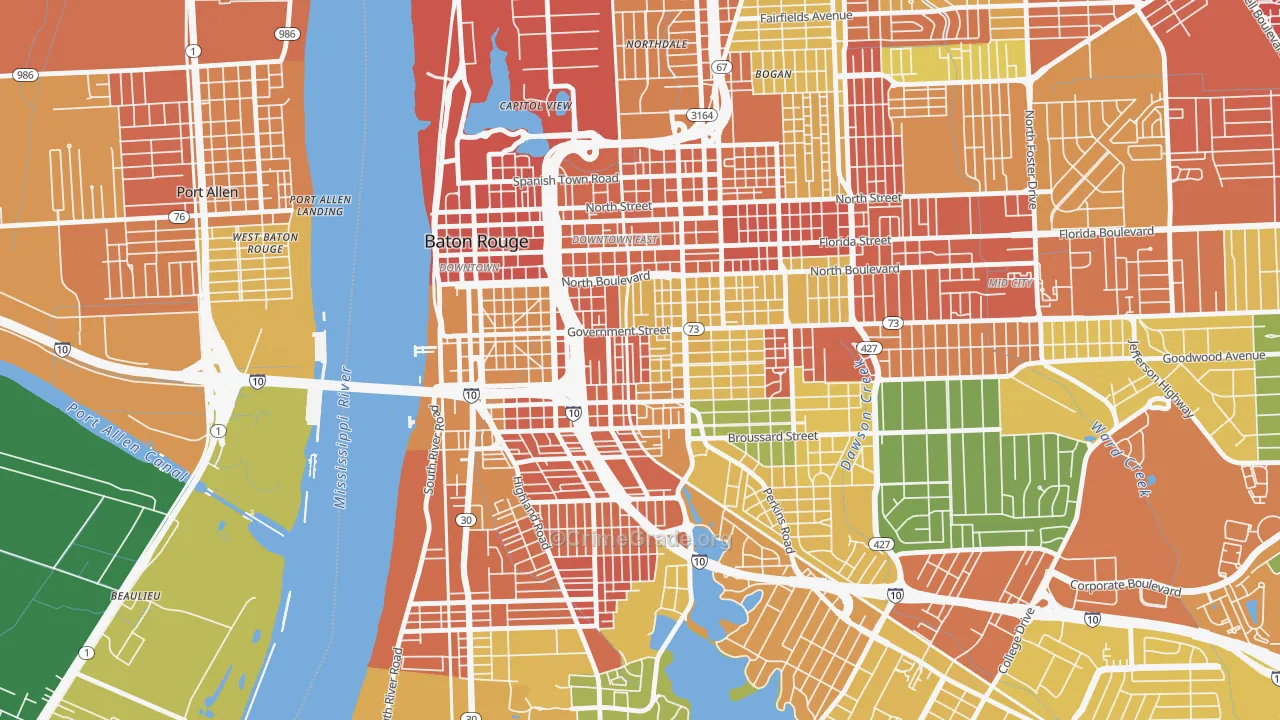 Garden District, Baton Rouge, LA Map of Theft Rates