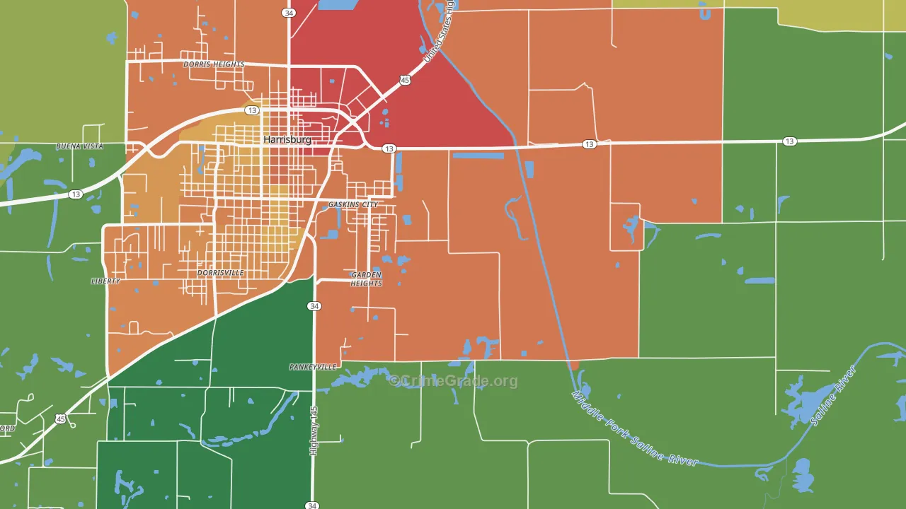 Garden Heights, IL Map of Theft Rates