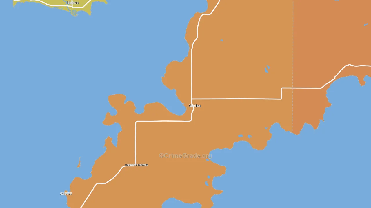 Garden, MI Map of Theft Rates