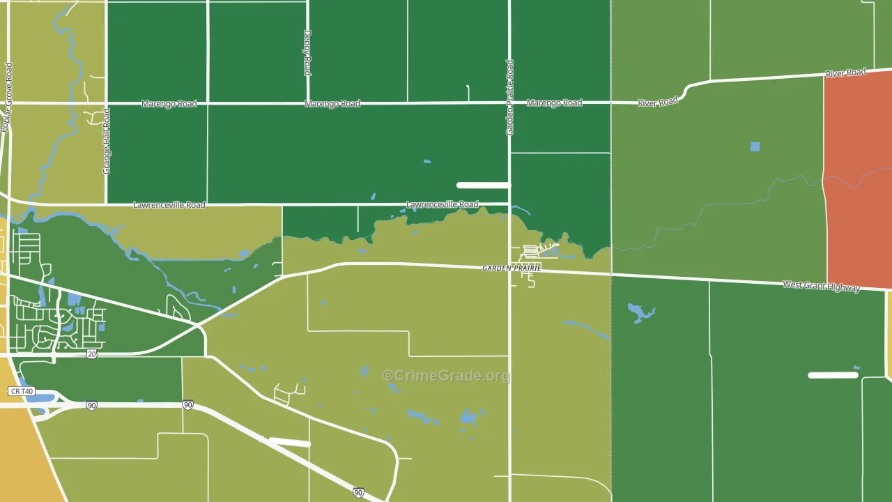 Garden Prairie, IL Map of Theft Rates