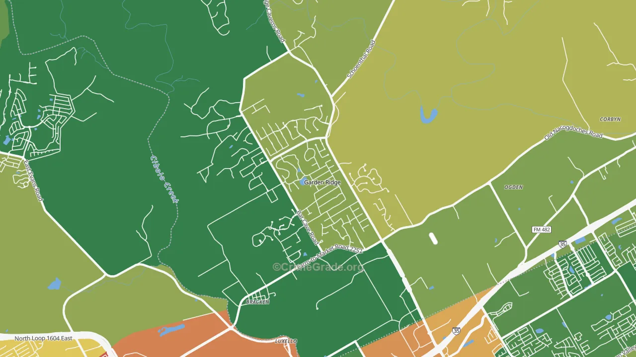 Garden Ridge, TX Map of Theft Rates