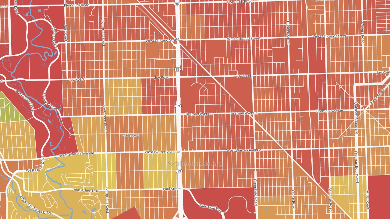 Garden View, Detroit, MI Map of Theft Rates