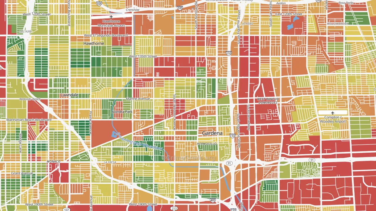 Gardena, CA Map of Theft Rates