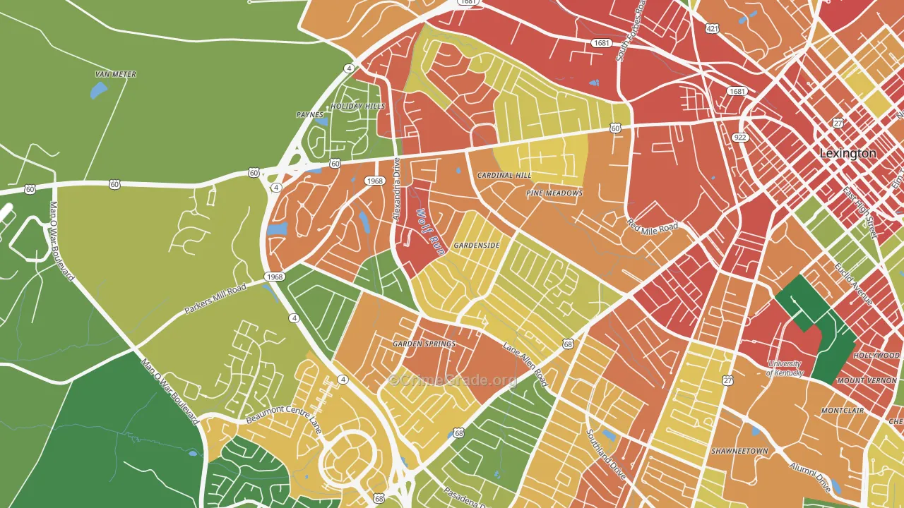 Gardenside-Colony, Lexington, KY Map of Theft Rates
