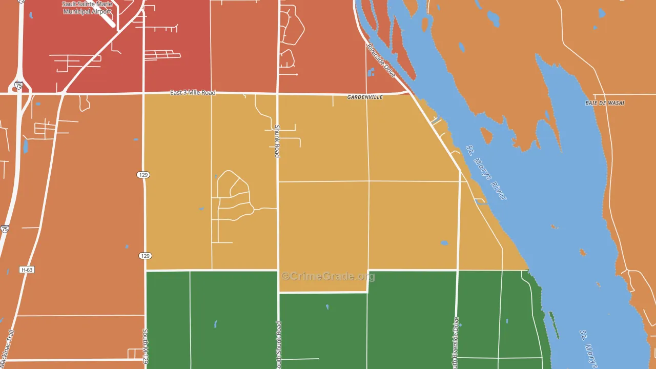 Gardenville, MI Map of Theft Rates