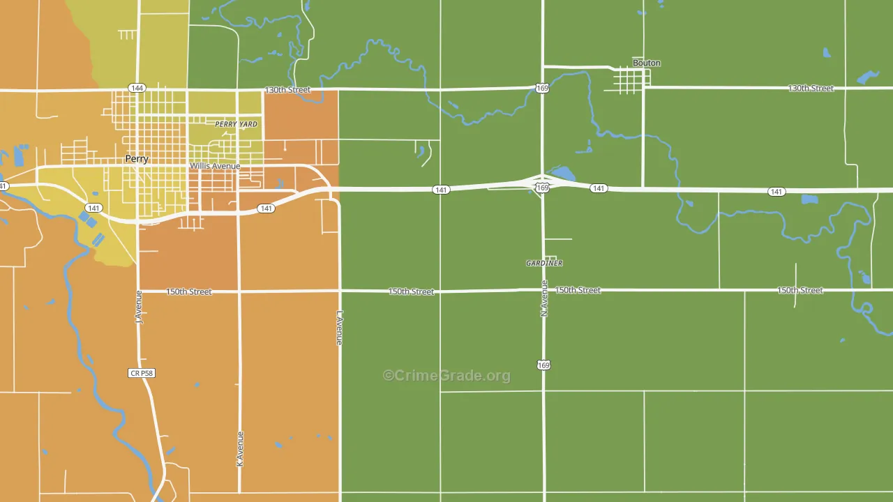 Gardiner, IA Map of Theft Rates