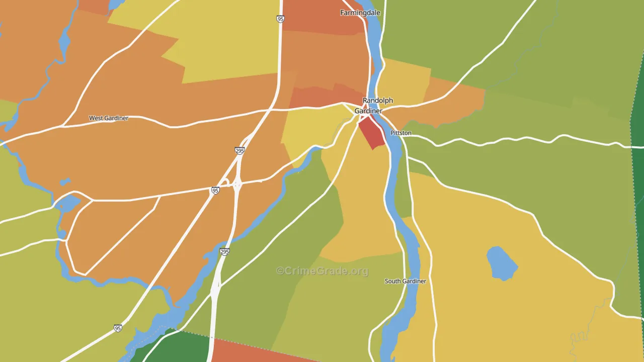 Gardiner, ME Map of Theft Rates