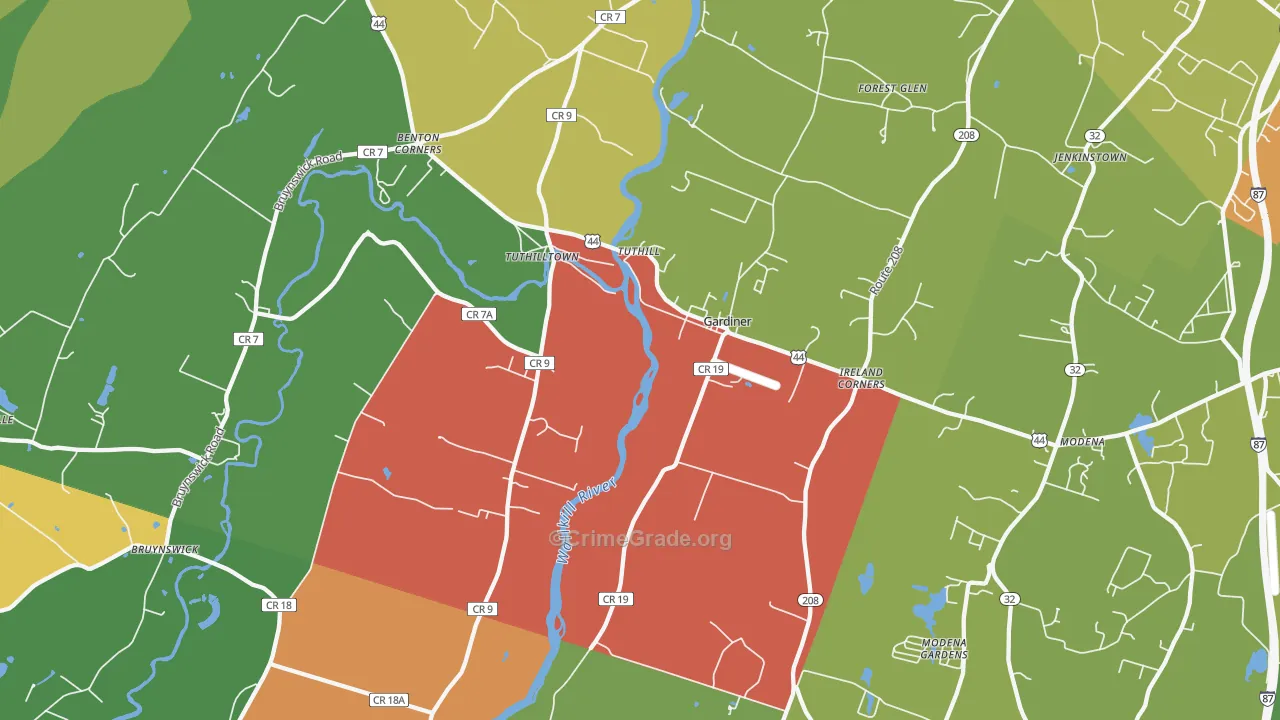 Gardiner, NY Map of Theft Rates