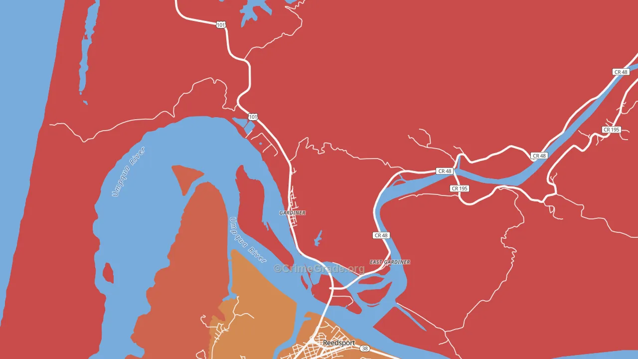 Gardiner, OR Map of Theft Rates