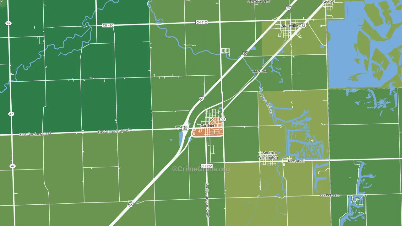 Gardner, IL Map of Theft Rates