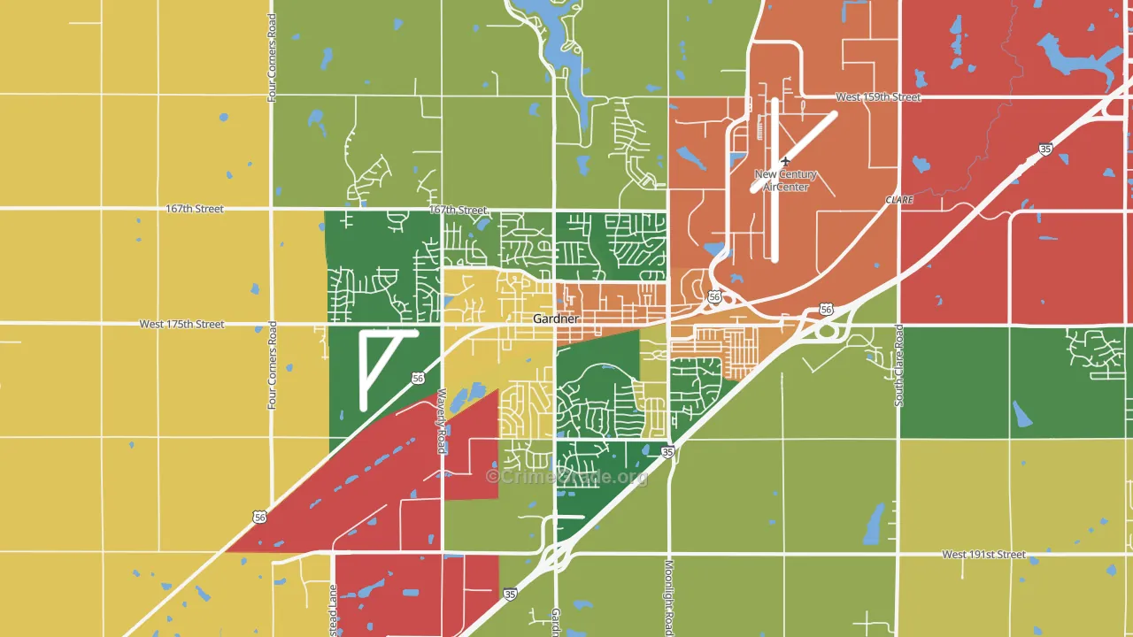 Gardner, KS Map of Theft Rates