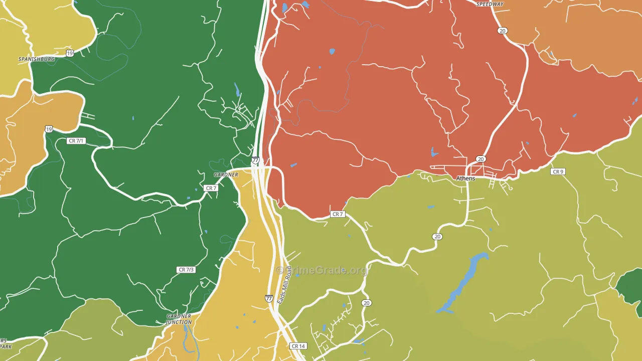 Gardner, WV Map of Theft Rates