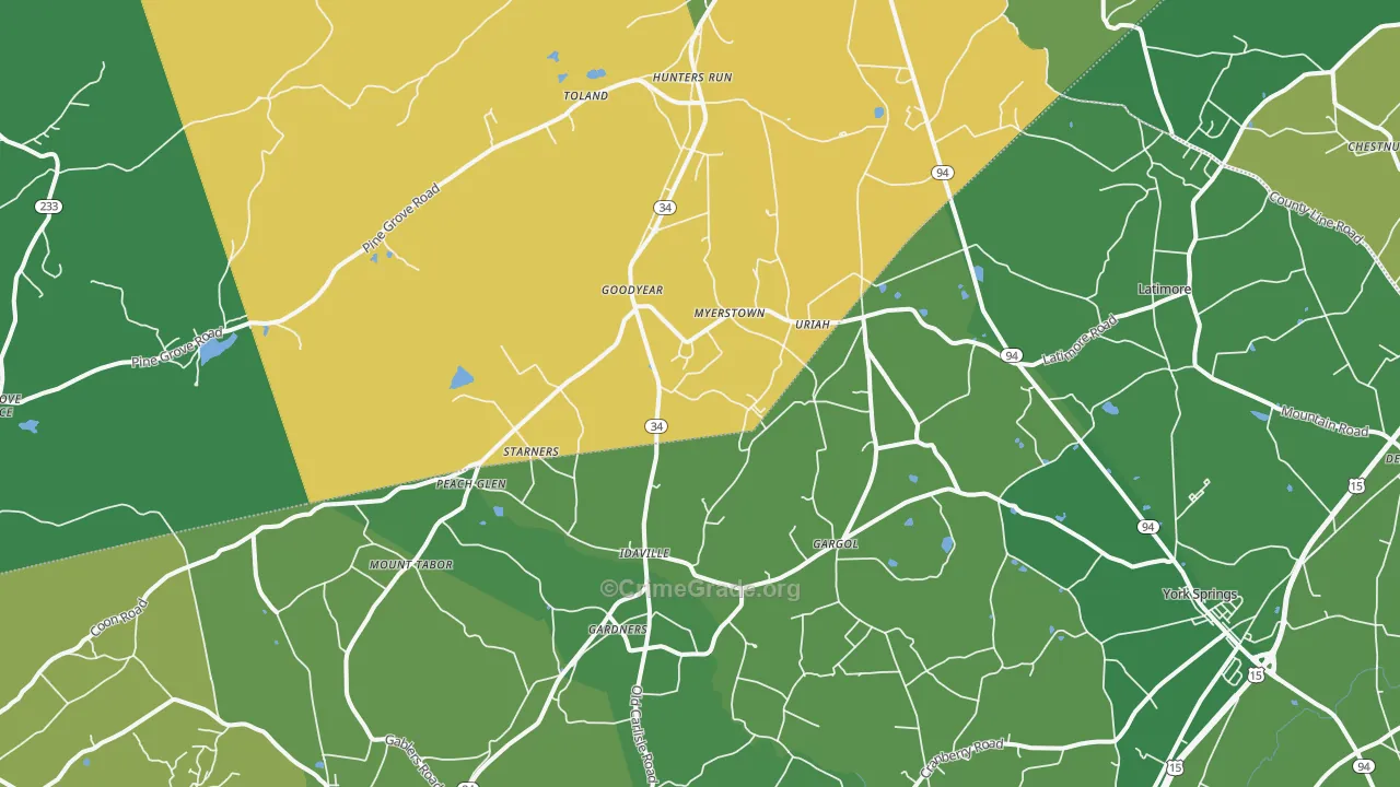 Gardners, PA Map of Theft Rates