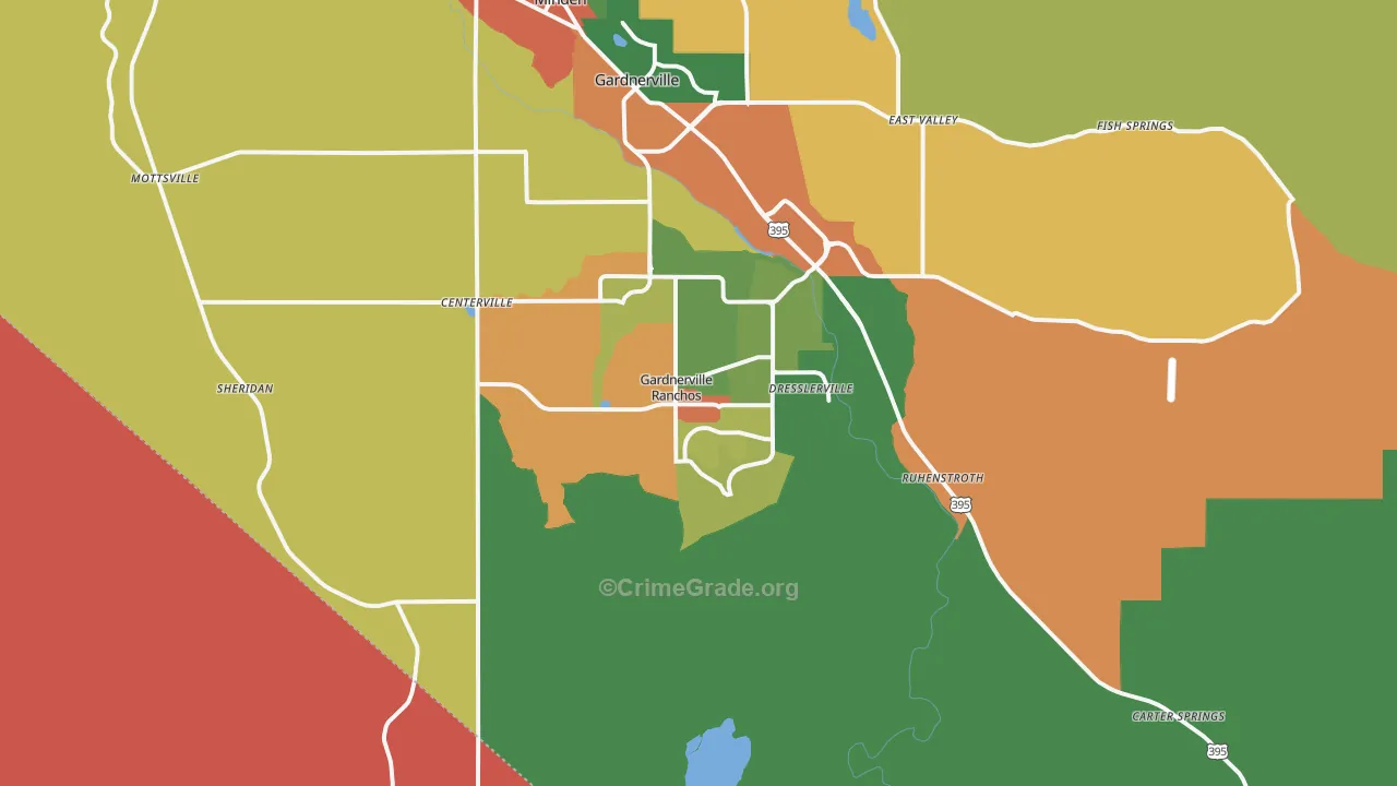 Gardnerville Ranchos, NV Map of Theft Rates