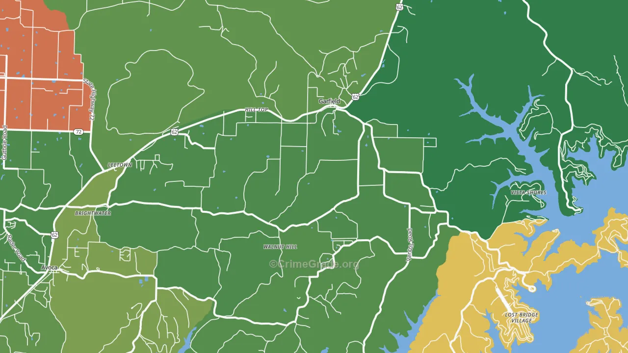 Garfield, AR Map of Theft Rates