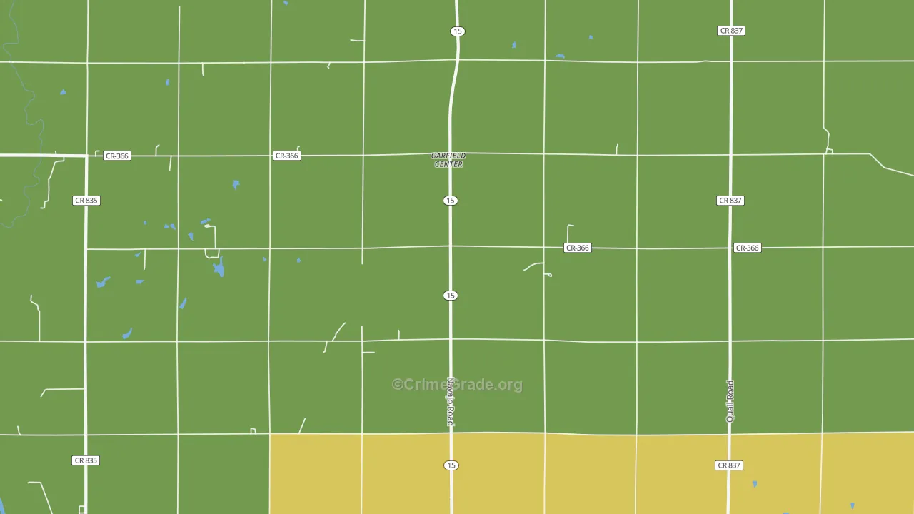 Garfield Center, KS Map of Theft Rates