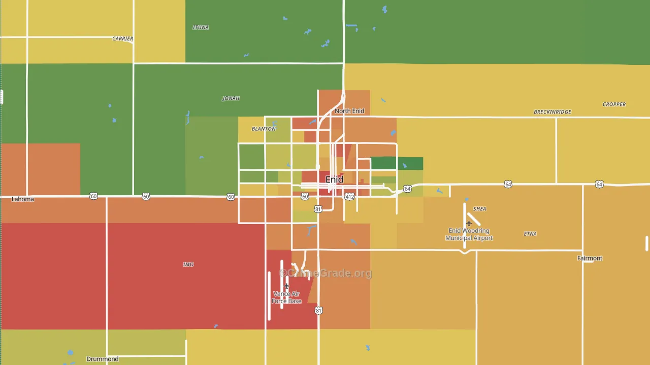 Garfield County, OK Map of Theft Rates