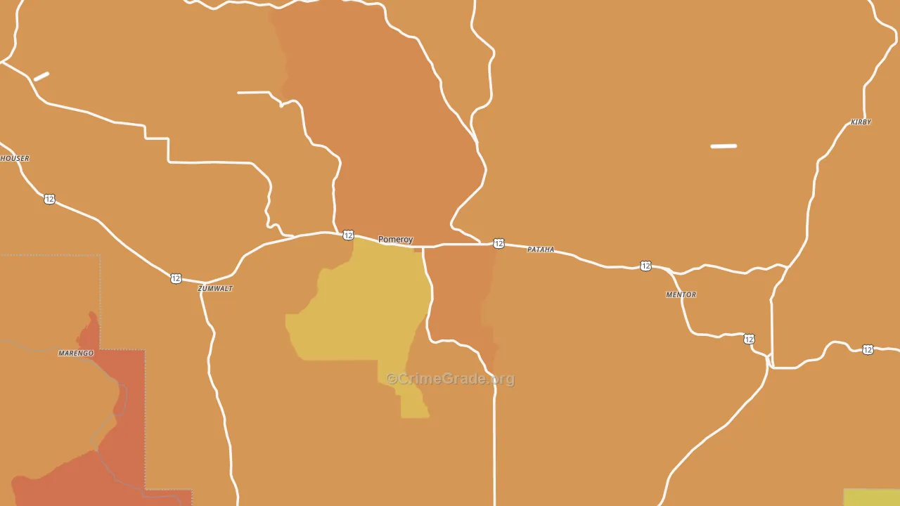 Garfield County, WA Map of Theft Rates