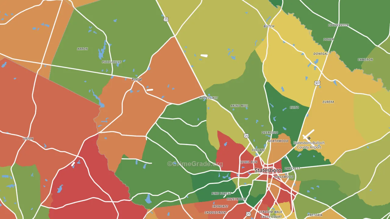 Garfield, GA Map of Theft Rates