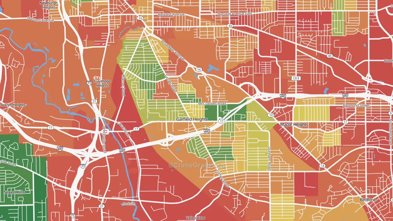 Garfield Heights, OH Map of Theft Rates