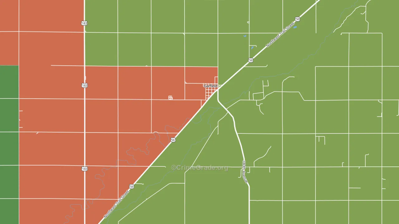 Garfield, KS Map of Theft Rates