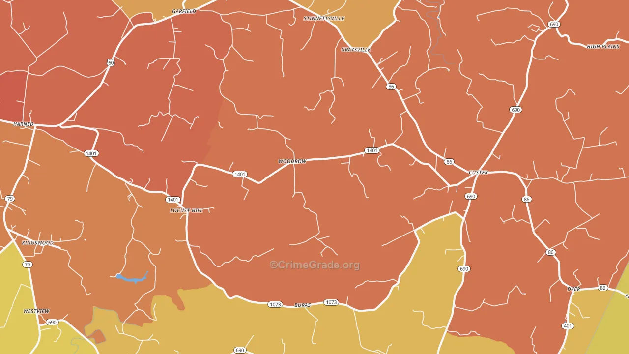 Garfield, KY Map of Theft Rates