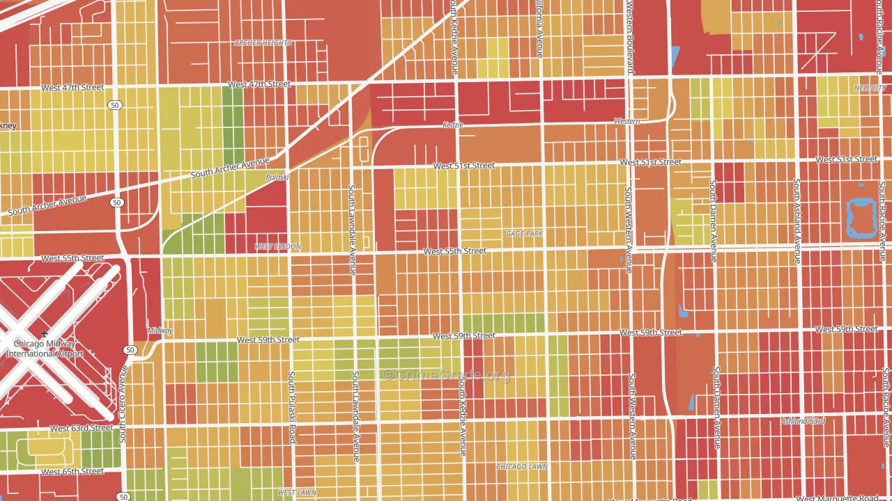 Garfield Manor, Chicago, IL Map of Theft Rates