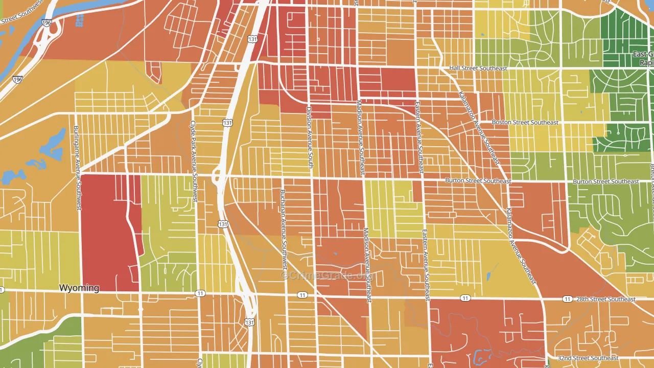 Garfield Park, Grand Rapids, MI Map of Theft Rates