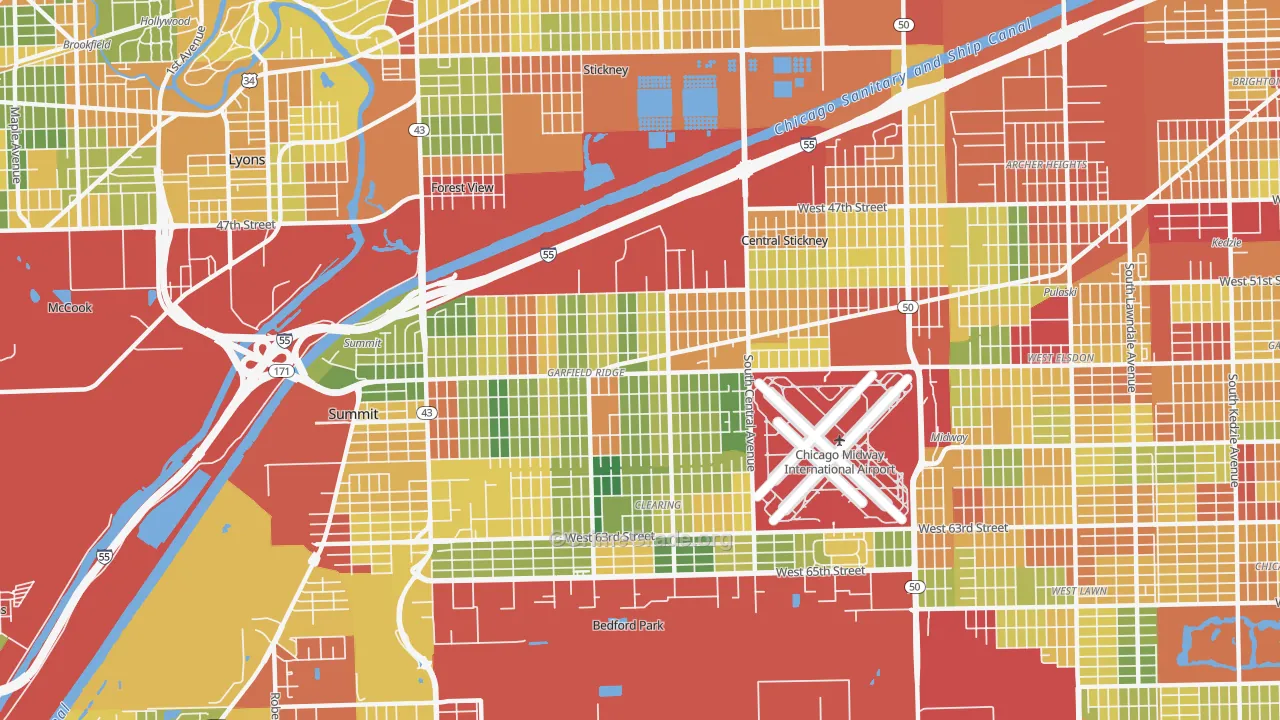 Garfield Ridge, Chicago, IL Map of Theft Rates