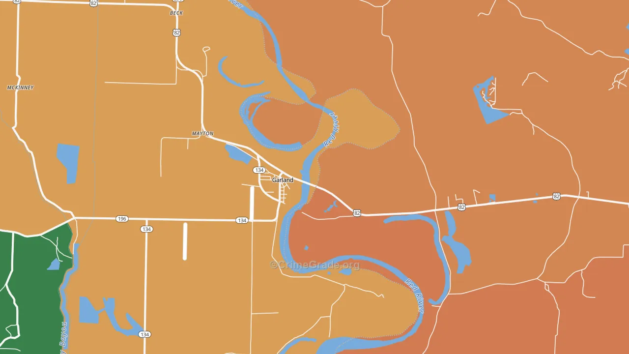 Garland, AR Map of Theft Rates