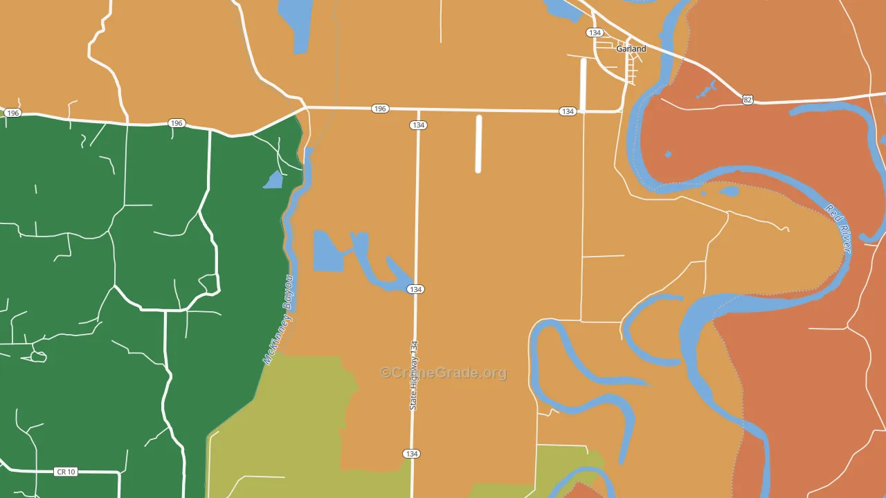 Garland City, AR Map of Theft Rates