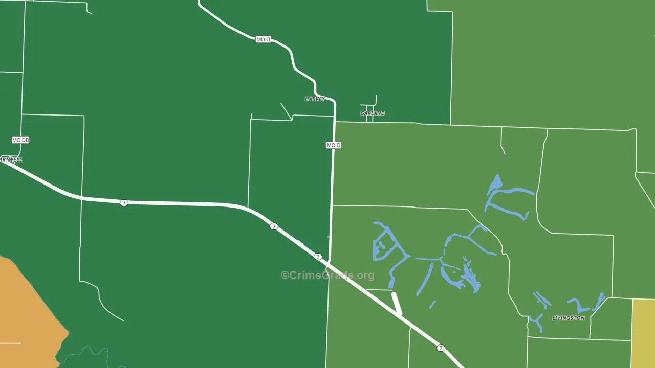 Garland, MO Map of Theft Rates