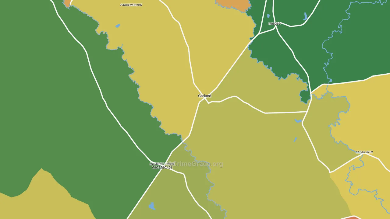 Garland, NC Map of Theft Rates