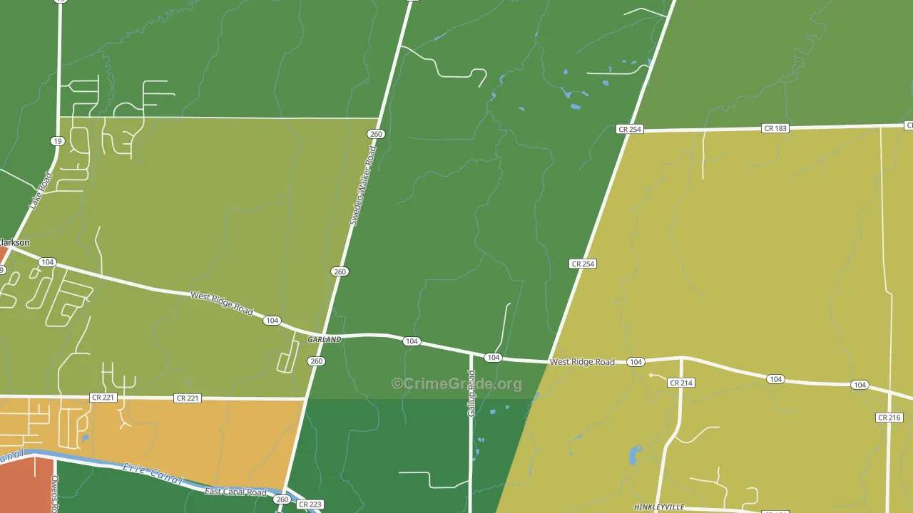 Garland, NY Map of Theft Rates