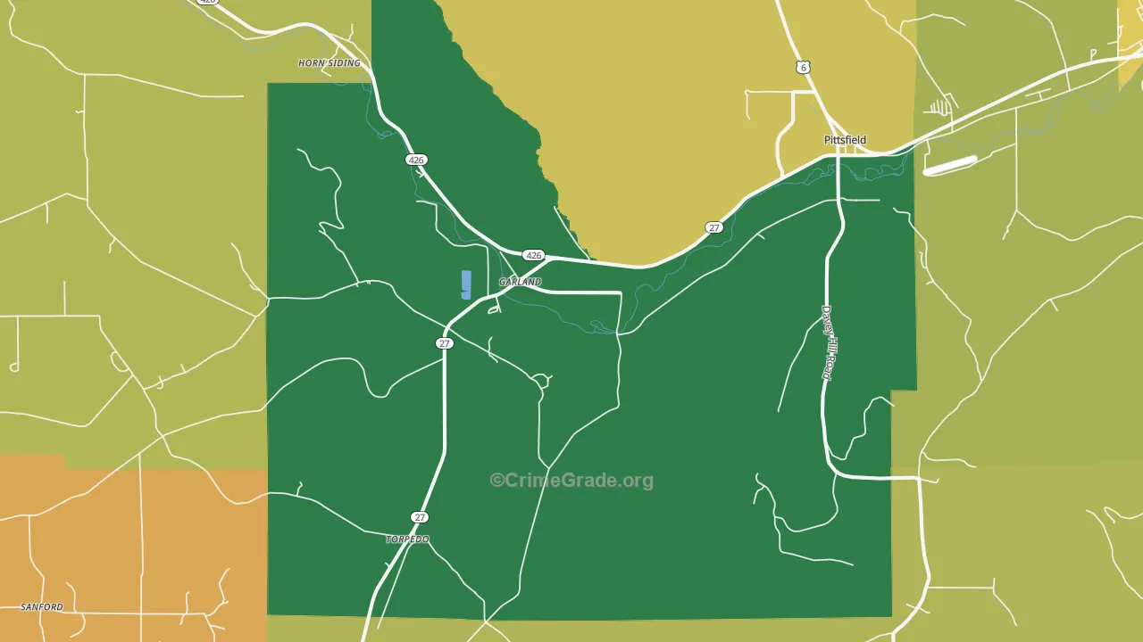 Garland, PA Map of Theft Rates