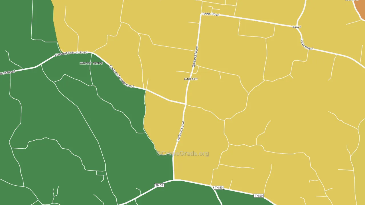 Garland, TN Map of Theft Rates