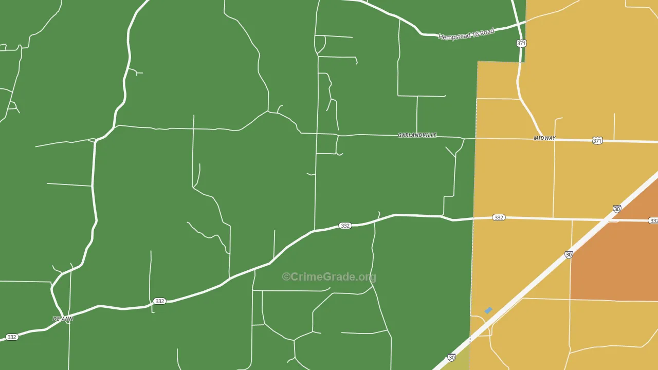 Garlandville, AR Map of Theft Rates