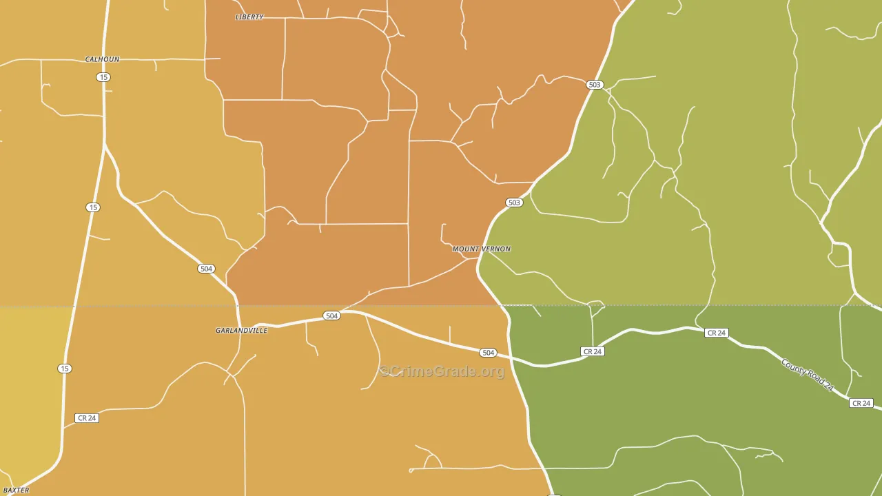Garlandville, MS Map of Theft Rates