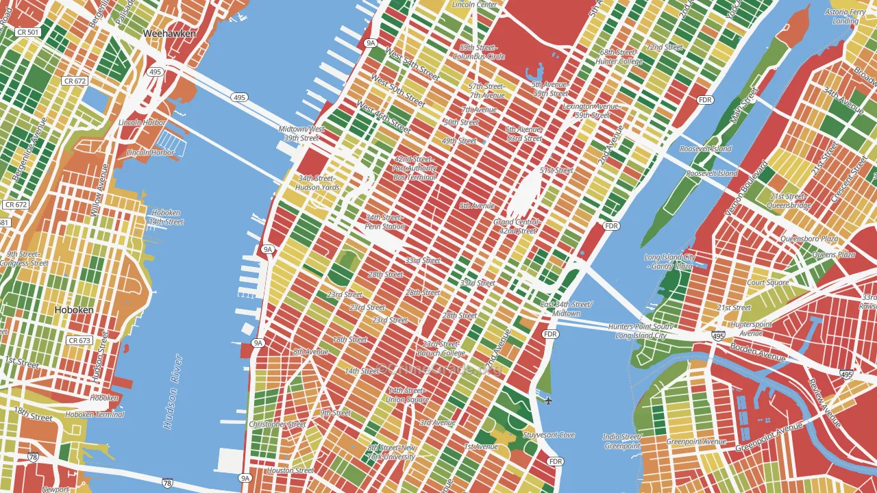 Garment District, Manhattan, NY Map of Theft Rates