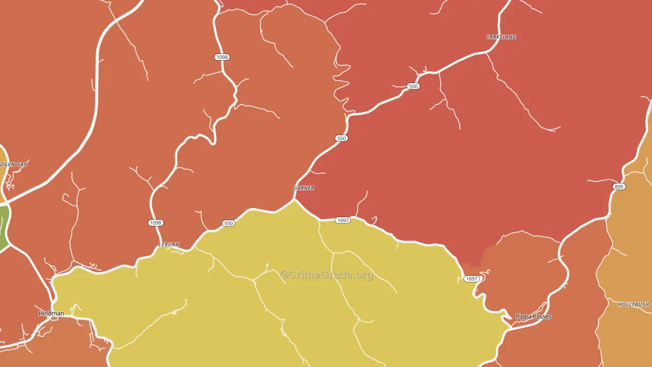Garner, KY Map of Theft Rates