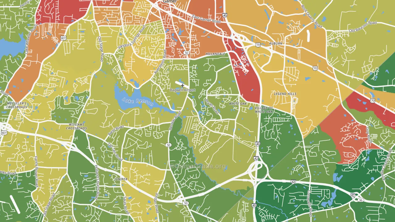 Garner, NC Map of Theft Rates