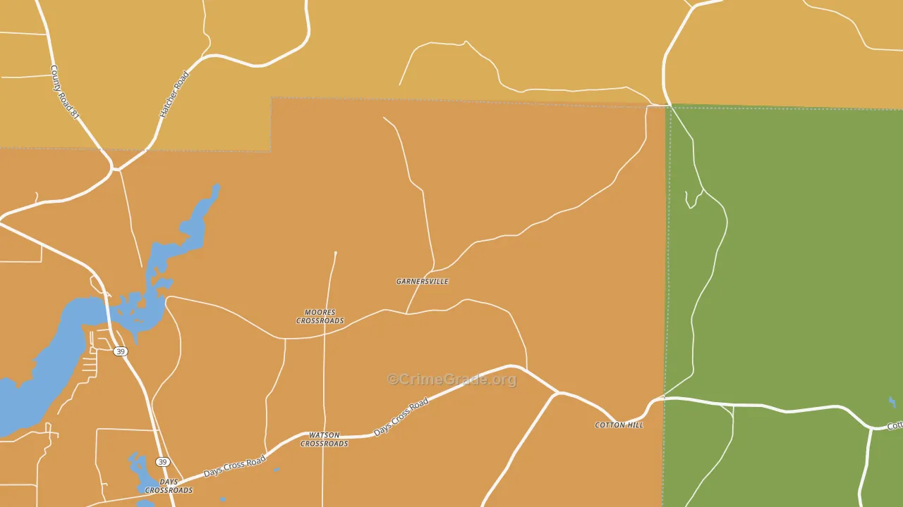 Garnersville, GA Map of Theft Rates