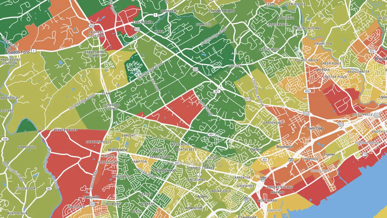 Garnet Valley, PA Map of Theft Rates