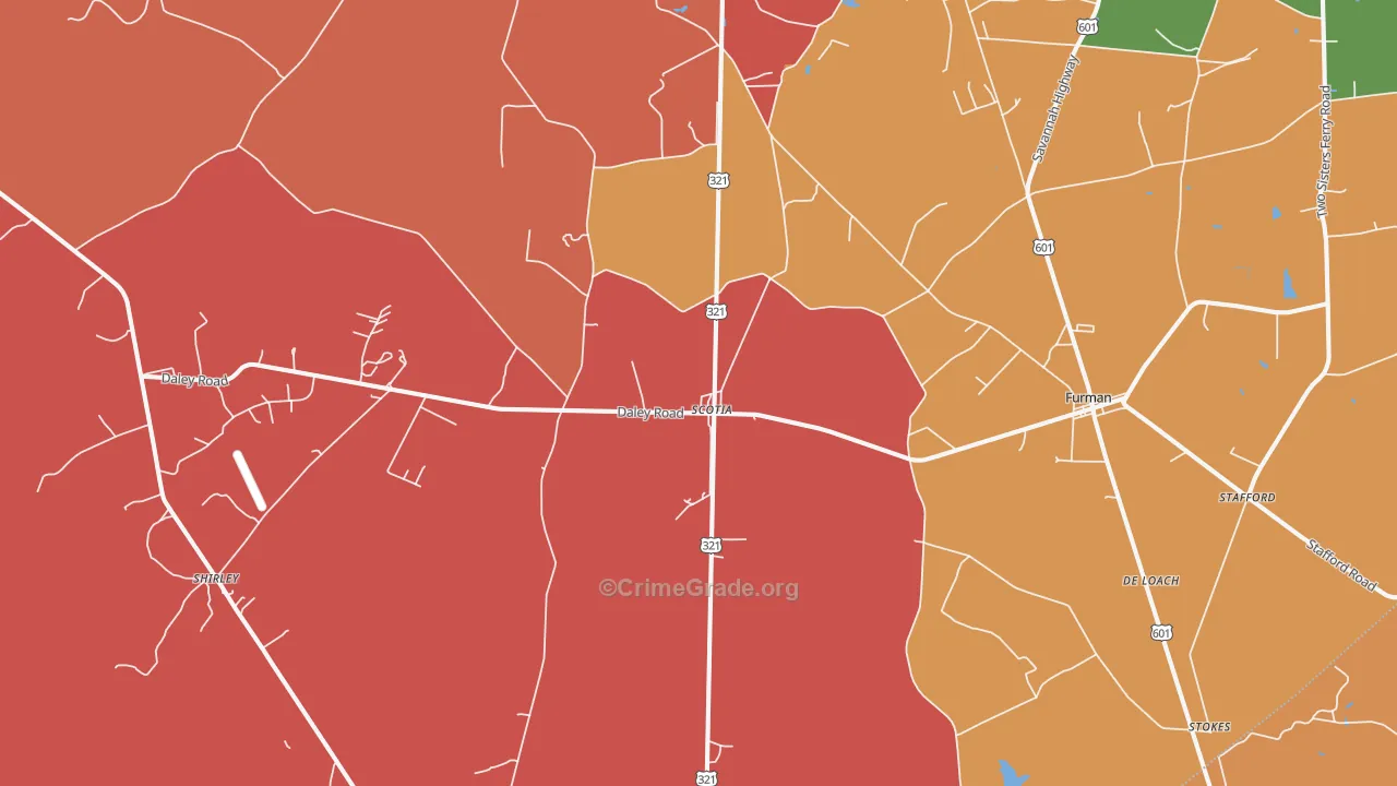 Garnett, SC Map of Theft Rates