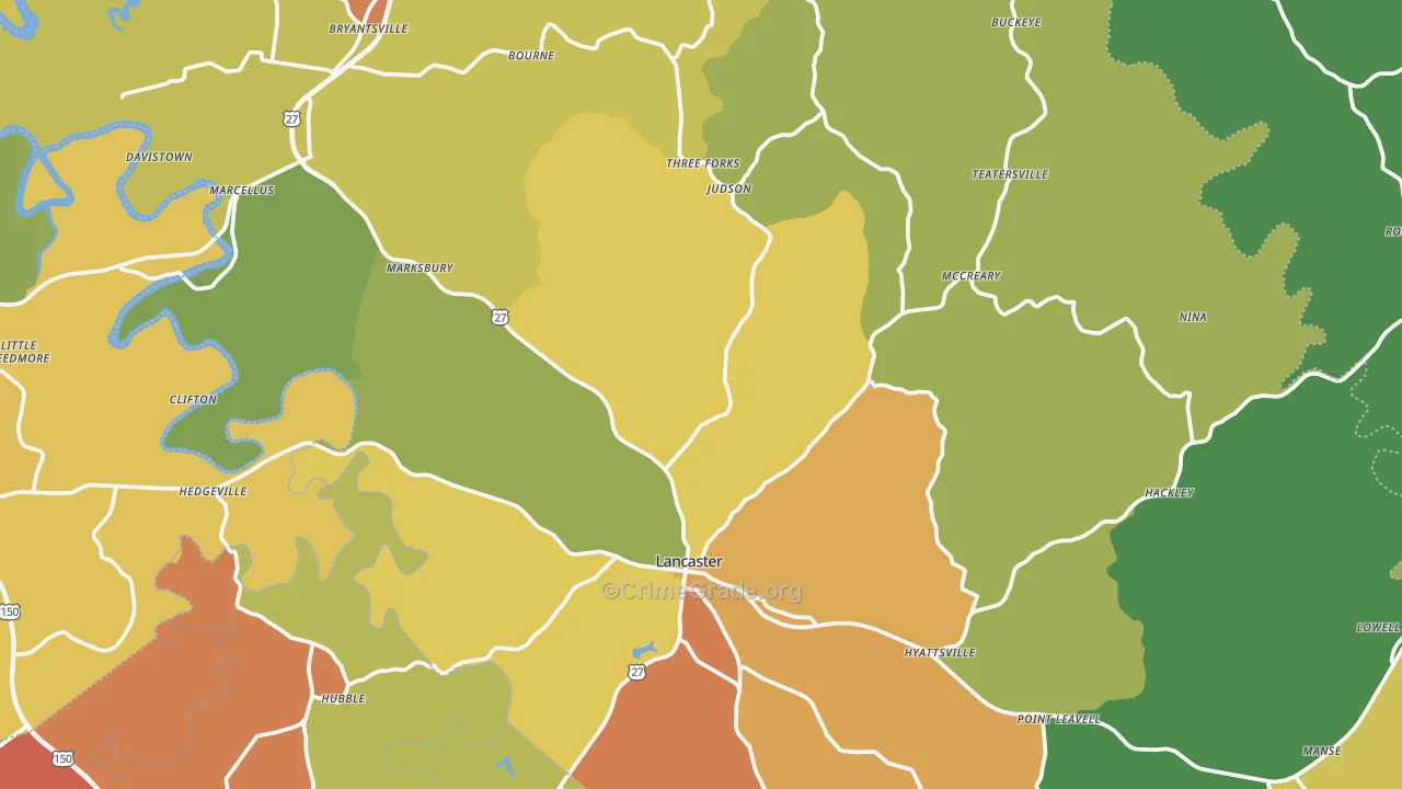 Garrard County, KY Map of Theft Rates