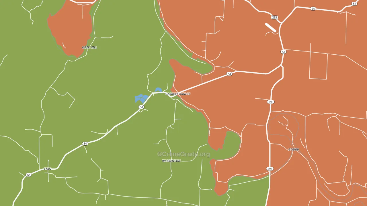 Garrett Bridge, AR Map of Theft Rates