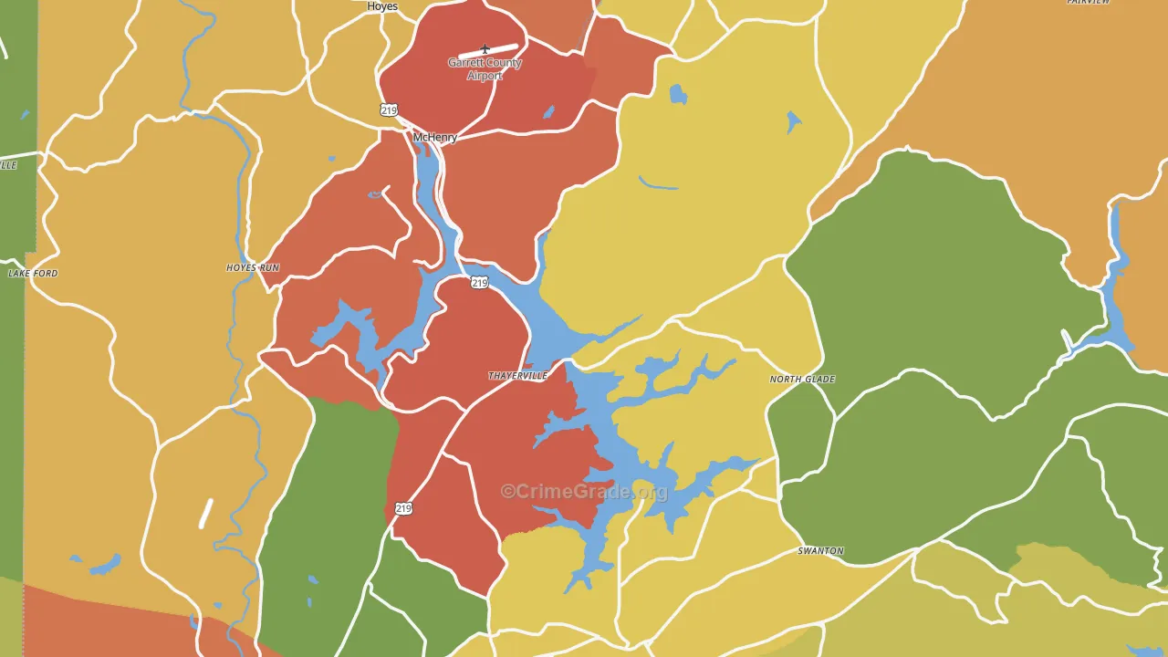 Garrett County, MD Map of Theft Rates