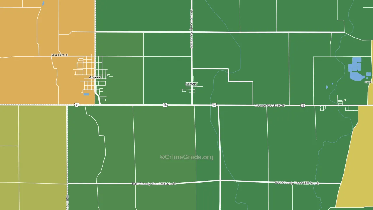 Garrett, IL Map of Theft Rates
