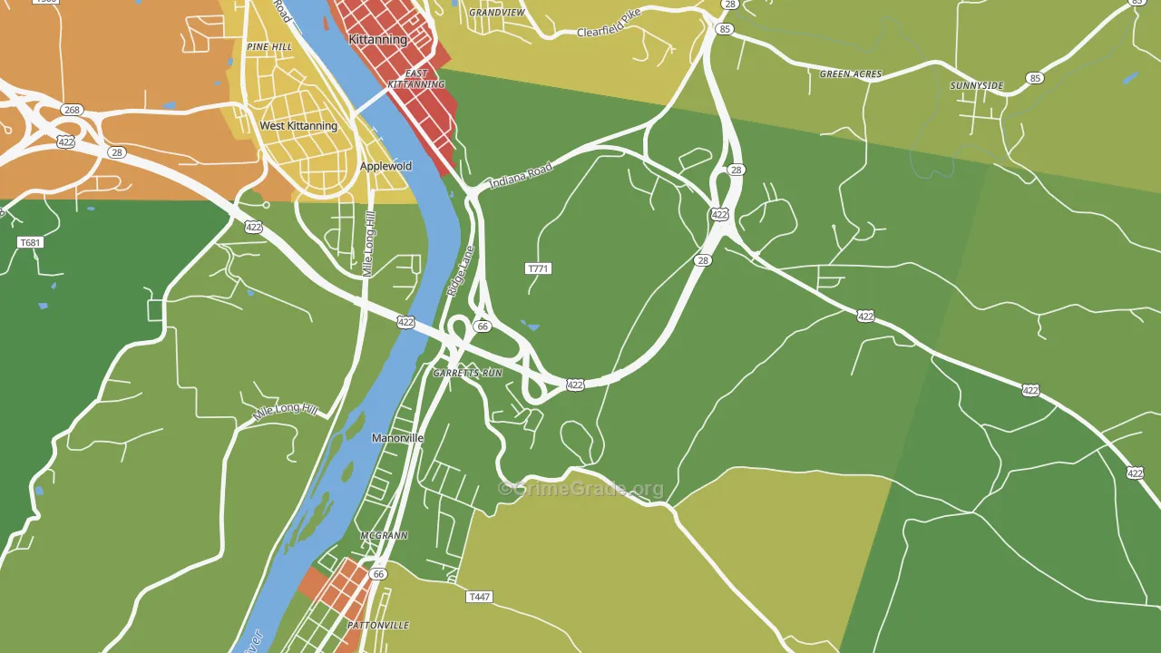Garretts Run, PA Map of Theft Rates